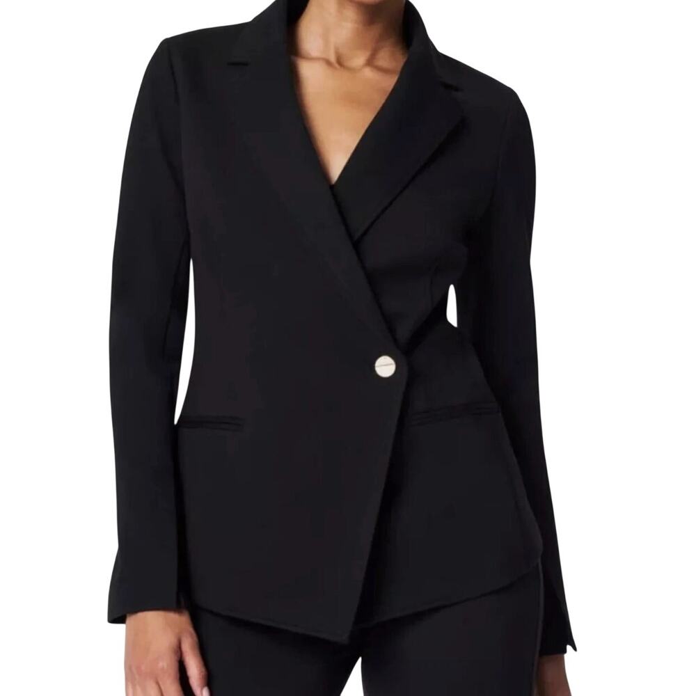 Spanx Perfect Asymmetrical Blazer Black XL Ponte 4-Way Stretch NWOT